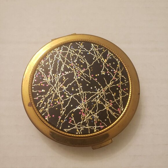 Vtg Glittery Compact Art Deco Whimsical Confetti Streamers - Picture 2 of 12